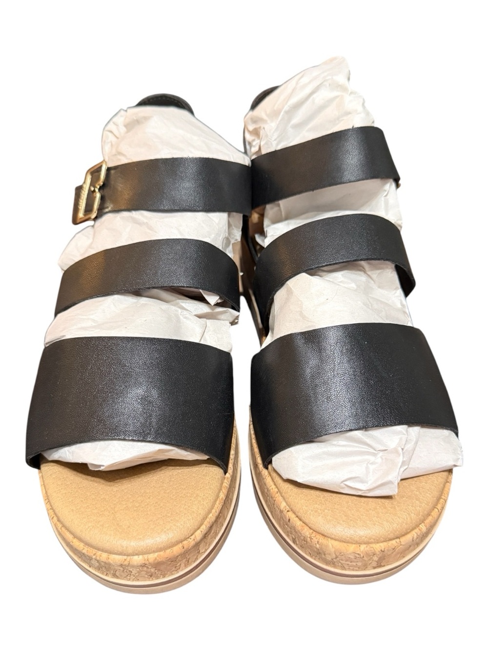 Dr. Scholl’s Triple Strap Platform Sandals Women’s Size 9 Black Cork NWOB